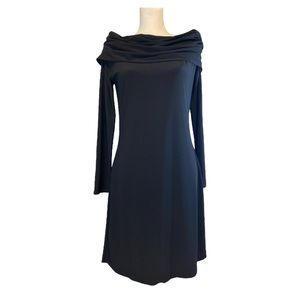 WHBM Draped Neckline Classic Black Dress Size S Dark‎ Coquette Minimalist Goth
